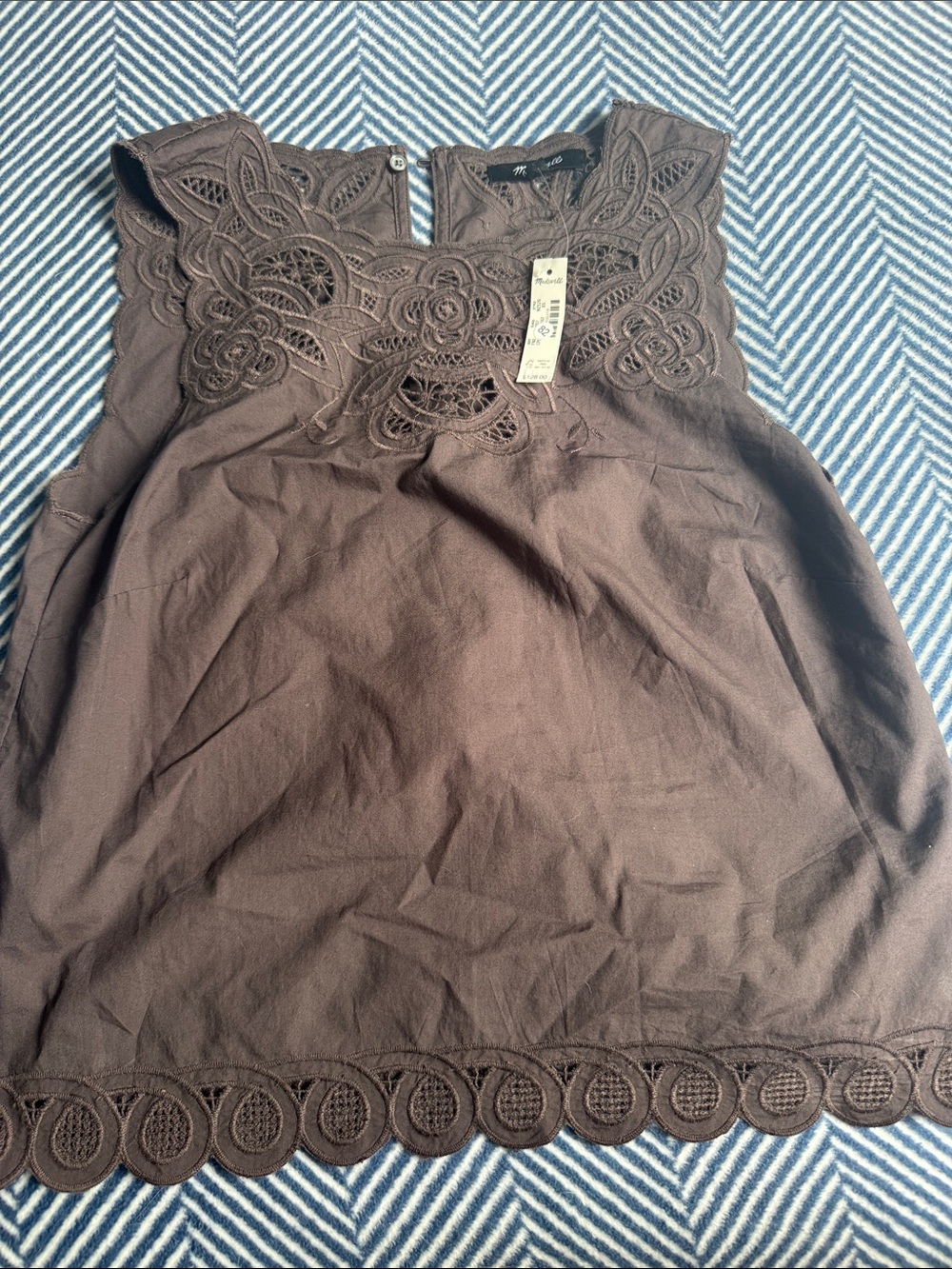 Madewell Brown Crochet-Trim Sleeveless Top - Women's